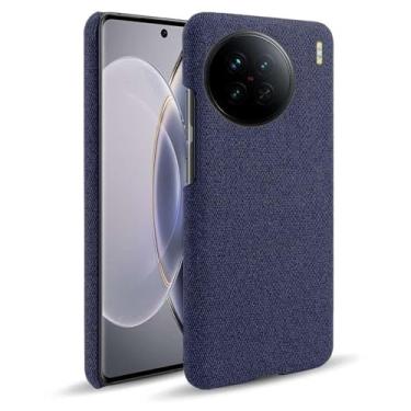 Imagem de Capa para VIVO X90,Capa desenhada em lona,Case Protetora Ultrafina com Empunhadura Macia,Design em Tecido Antichoque e Antiarranhões-Blue