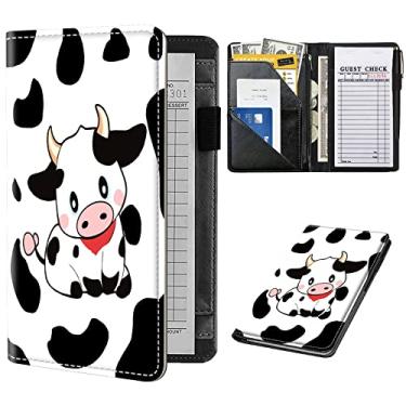 Imagem de Livro de servidor para garçonete, organizador de livros de garçonete de couro com bolso com zíper para garçom, carteira de servidor, avental de servidor e livros de verificação de convidados para