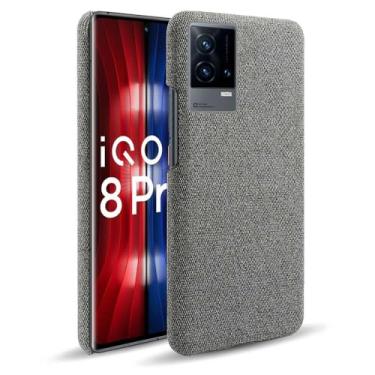 Imagem de Capa para vivo iQOO 8 PRO,Capa desenhada em lona,Case Protetora Ultrafina com Empunhadura Macia,Design em Tecido Antichoque e Antiarranhões-Gray