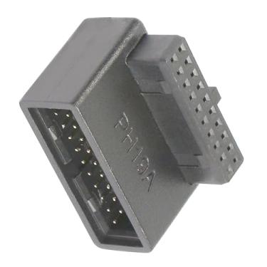 Imagem de FENGHAISHUN Adaptador de placa mãe USB 3.0 de 90 graus, 19 pinos/20 pinos macho para fêmea, acoplador de extensão de soquete de ângulo direito para placa-mãe de mesa, ângulo ascendente PH19A