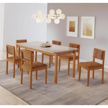 Imagem de Mesa Cativa 6 Cadeiras Jade Verona Marrom JCM Cinamomo/Off - JCM Movel