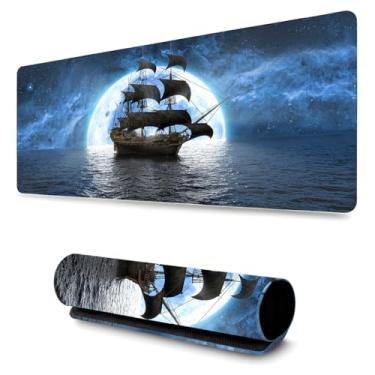 Imagem de Mouse Pad Grande Anti Derrapante Profissional Games e Escritórios 70x35cm Caravela da Lua