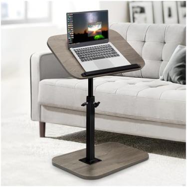 Imagem de Aoligrace Mesa C com altura ajustável, bandeja de TV giratória e flip top de 360°, mesa lateral pequena para pequenos espaços, sala de estar, quarto, mesa de sofá para sofá-cama, cadeira e banheira