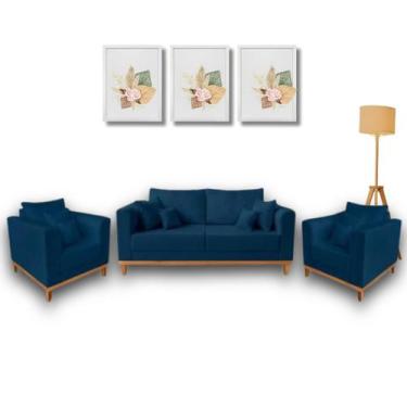 Imagem de Kit Sofá Living Beny 1,80m com 2 Poltronas. - Leonardi, Azul