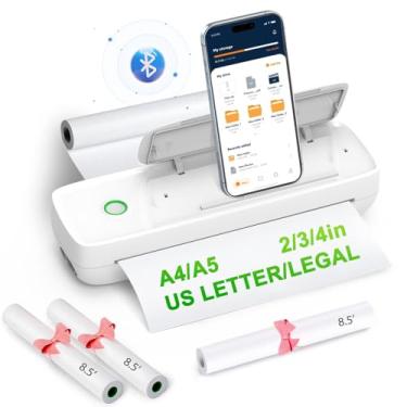 Imagem de Impressora portátil sem fio para viagens, impressora térmica Bluetooth compatível com 21,6 cm x 28 cm, carta e jurídica, sem tinta, compatível com iOS, Android, laptop para viagens, escritório, casa,