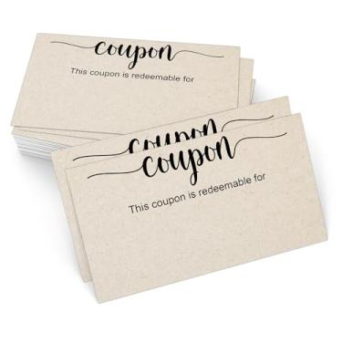 Imagem de 321Done Cartões de cupom em branco bronzeado, 3,5 x 2 (pacote com 50) Feito nos EUA, pequeno vale-presente DIY, vouchers para presente, feriado, dia dos namorados simples resgatável para design, papel grosso, espaço para personalizar