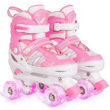 Imagem de Patins infantis para meninas, crianças, iniciantes, 4 tamanhos, patins ajustáveis com rodas iluminadas para crianças, patins para niñas patins à roletas Enfants Filles - Tamanho extra pequeno