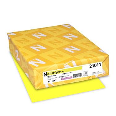 Imagem de Papel de cor brilhante, Neenah Astrobrights®, tamanho de papel carta, 10,8 kg, certificado FSC, limão Lift-Off Limon, resma de 500 folhas