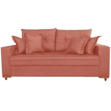 Imagem de Sofá Vicam 05 em Veludo com Almofadas Soltas 3 Lugares 200cm Vicam Cor Cobre