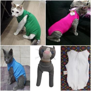 Imagem de Roupa Macacão Pós Cirúrgico para Gatos - King Of Pets, 01, vermelha