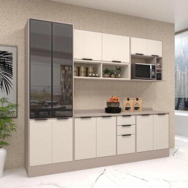 Imagem de Armário de Cozinha Modulada Stylo 270cm Nicho Microondas - Casa Lar Lu