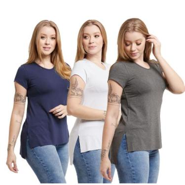 Imagem de Kit 03 Camisetas Feminina Viscolycra Mullet Tampa Bumbum - Konoa, Azul