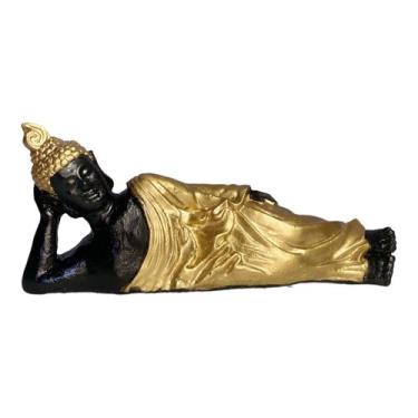 Imagem de Buda Hindu Tibetano Estátua  Decoração Deitado Enfeite Sala - Divino E