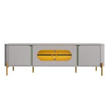 Imagem de Rack Sala de Estar Led Juquehy Off White Pistache Bechara - Móveis Bec