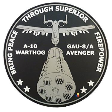 Imagem de Adesivo de PVC A-10 Warthog GAU-8/A Avenger [preto cinza branco] compatível com velcro para mochilas, USAF, Moral, Tactical, Molle