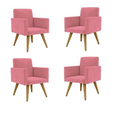 Imagem de Kit 4 Cadeiras Escritório Poltrona rosa