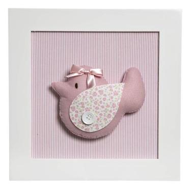 Imagem de Quadro Decorativo Pássaro Rosa Quarto Bebê Infantil Menina - Potinho d