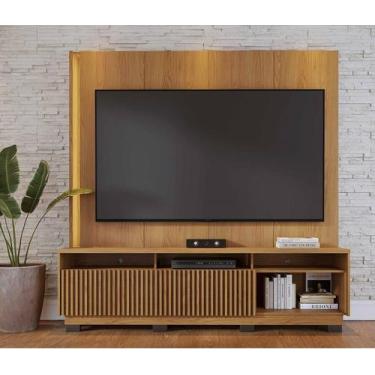 Imagem de Home Theater Jordão com Painel Chanfrado c/ Led nas Prateleiras com Pé