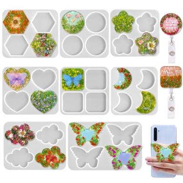 Imagem de RESINWORLD Molde de tamanho de alça de carretel de crachá para resina, molde de silicone para brincos ou pregos, chaveiros, alças de telefone e ímãs