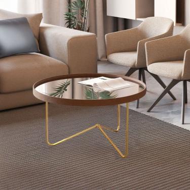 Imagem de Mesa de Centro Alamanda com Espelho Castanho/Dourado - Jb Bechara