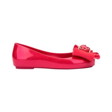 Imagem de mini melissa Sapatilha feminina Sweet Love + Disney Princess Jelly Ballet Sapatilha para meninas - Sapatilha de balé inspirada na Disney, Branca de Neve - Vermelho, 17