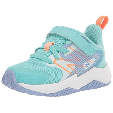 Imagem de New Balance Tênis de corrida infantil Rave Run V2 Hook and Loop, Surfe, esmalte de pêssego/hora mágica, 6 Wide Toddler