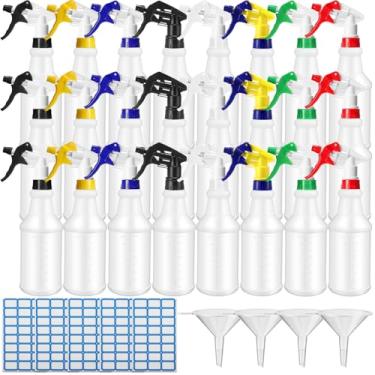 Imagem de Zubebe Pacote com 24 frascos de spray de plástico de 947 ml, à prova de vazamento, resistentes a granel, frascos de spray para materiais de limpeza, frascos de névoa com etiqueta e bocal ajustável