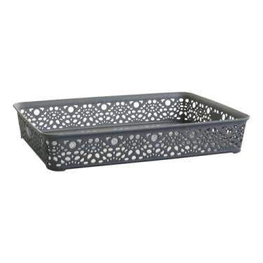 Imagem de Cesta Monako M 36 x 27 x 6 cm, plástico, cor: cinza metálico
