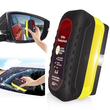 Imagem de Escova de limpeza de filme de óleo automotivo com pulverizador de espuma reutilizável, placa de limpeza de vidro antiembaçamento atualizada, removedor de filme de óleo de vidro para janelas e