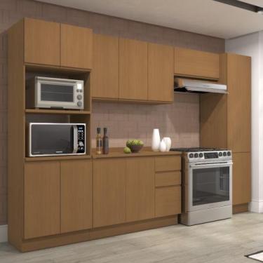 Imagem de Cozinha Modulada 320cm 12 Portas 3 Gavetas Ciela Kappesberg, Canela