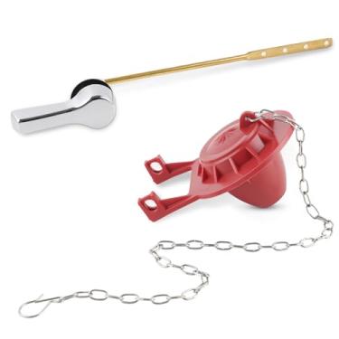 Imagem de Hibbent Kit de substituição de alça de vaso sanitário universal de montagem frontal com melindrosa universal de 5 cm, correntes de melindrosa de aço inoxidável, alavanca de viagem de vaso sanitário