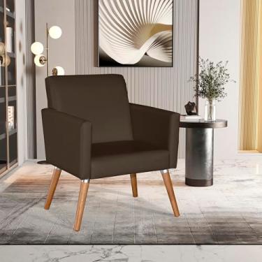 Imagem de Poltrona Corino Cristal Para Sala De Jantar Luxo Recepção Marrom