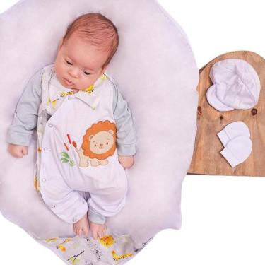 Imagem de Saída de Maternidade Menino Baby Selva 04 peças Branco - Enxovais Amor