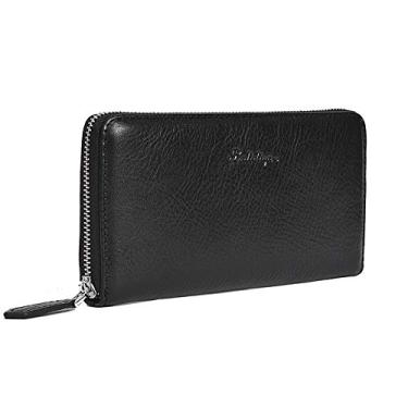 Imagem de Bolsa de mão masculina BALIDIYA de couro legítimo, bolsa de mão fina, Preto, pequeno, One size, Clássico