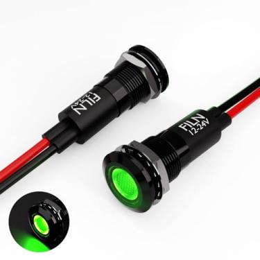 Imagem de FILN 2 Peças De 12 Mm (1/2") Luz Indicadora Led À Prova D'Água Lâmpada Sinalização Metal V Ip67 Cabeça Painel Piloto Azul Para Carro Barco (12 V-Concha Preta Verde Peças)