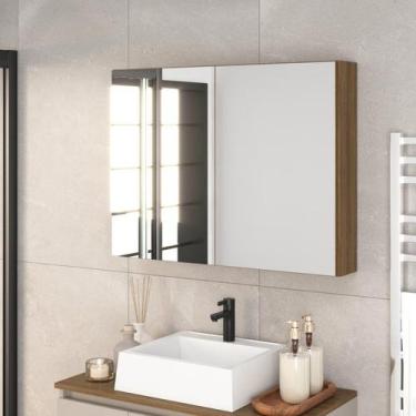 Imagem de Armário Espelheira para Banheiro 80cm com 2 Portas de Espelho Aurora -