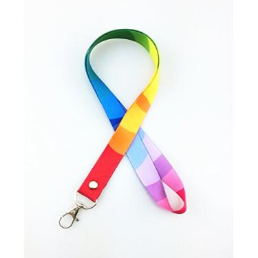 Imagem de yueton 5 cordões coloridos de pescoço arco-íris com fecho lagosta para etiquetas de identificação, cartão de visita, porta-cartão de visita, carretel de crachá