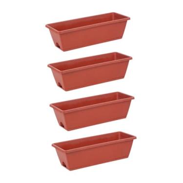 Imagem de Generic 4x Caixa de plantador de janela Vasos de flores Recipiente de plantas Moderno Vegetal Floreiras Plantadores de vegetais para pátio Peitoril da janela, L
