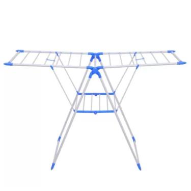 Imagem de Varal Retrátil de Chão Vertical - Suporte Resistente com Abas Dobráveis para Roupas