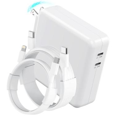 Imagem de MTAKYA Carregador Para Macbook Pro - Bloco Usb-C Duplo De 96 W, Compatível Com Modelos 16, 15, 14 E 13 Polegadas, Adaptador Energia 2 Portas Cabos Inclusos