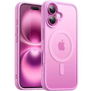 Imagem de JETech Capa Magnética para iPhone 16 6,1 Polegadas Compatível com MagSafe, Case de Telefone Fina e à Prova de Choque com Capinha Parte Traseira Fosca Translúcida (Rosa)