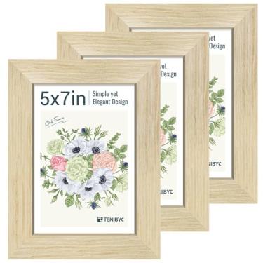 Imagem de TENIBYC Porta-retrato de madeira de carvalho natural, conjunto de 3 molduras para fotos, vidro temperado HD, visor de mesa, presente para a família