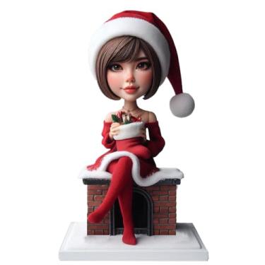 Imagem de Boneca de Natal feita à mão com estampa personalizada da sua foto, chapéu de Papai Noel, meia chaminé, vibração, decoração de casa, estatueta presente para esposa, filha, lembrança memorial
