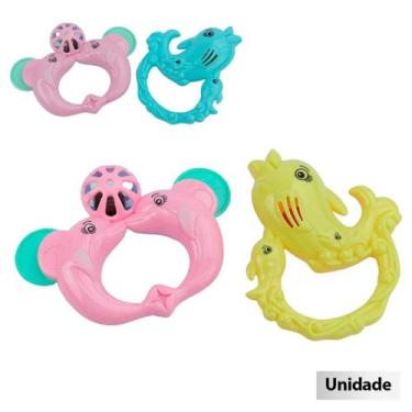Imagem de Chocalho Para Bebê 2 Peças Golfinho Color - Tudo em Caixa