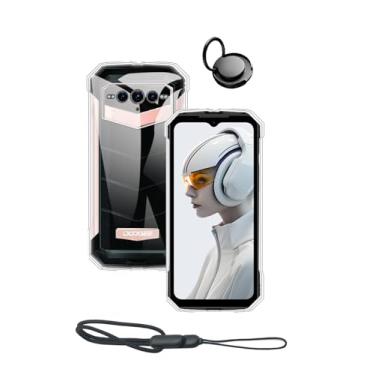 Imagem de WUNIAK Capa para smartphone robusto DOOGEE V MAX Plus/Pro 5G, fina, leve, à prova de arranhões, capa de TPU de borracha de silicone de proteção durável com suporte de anel de telefone e cordão