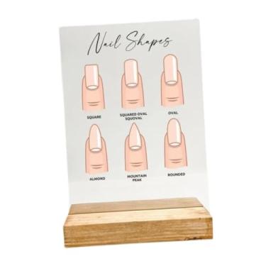 Imagem de Kokiya Placa de exposição de Nail Art acrílica com base de madeira Placa de esmalte profissional transparente Versátil Prática Pontas de unhas postiças