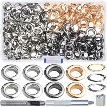 Imagem de YORANYO 200 conjuntos de ilhós 8 mm 5/40.6 cm kit para tecido sortido ilhós de costura arruelas de ilhós com ferramentas de configuração para roupas bolsas sapatos cintos bolsas coleiras de cachorro