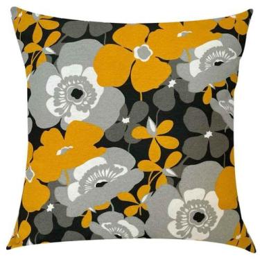Imagem de Capa de Almofada Floral Amarelo Fundo Preto Impermeável 45x45cm - Sua 