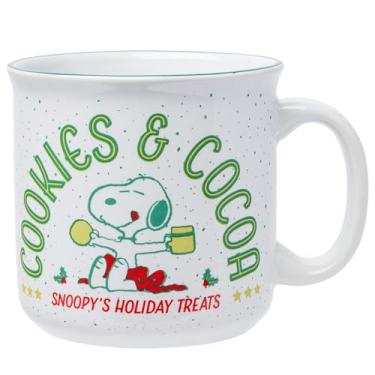 Imagem de Silver Buffalo Caneca de cerâmica para acampamento Peanuts Snoopy Cookies And Cocoa, 590 ml