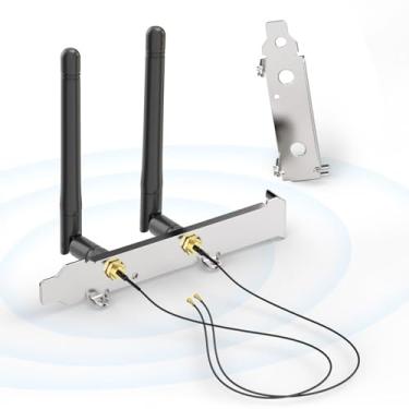 Imagem de Bingfu Antena WiFi M.2 2,4 GHz 5 GHz 5,8 GHz 3dBi MIMO RP-SMA macho + cabo de 2 x 25 cm + suporte de slot PCI para placa de rede sem fio M.2 NGFF Intel Adaptador WiFi Laptop